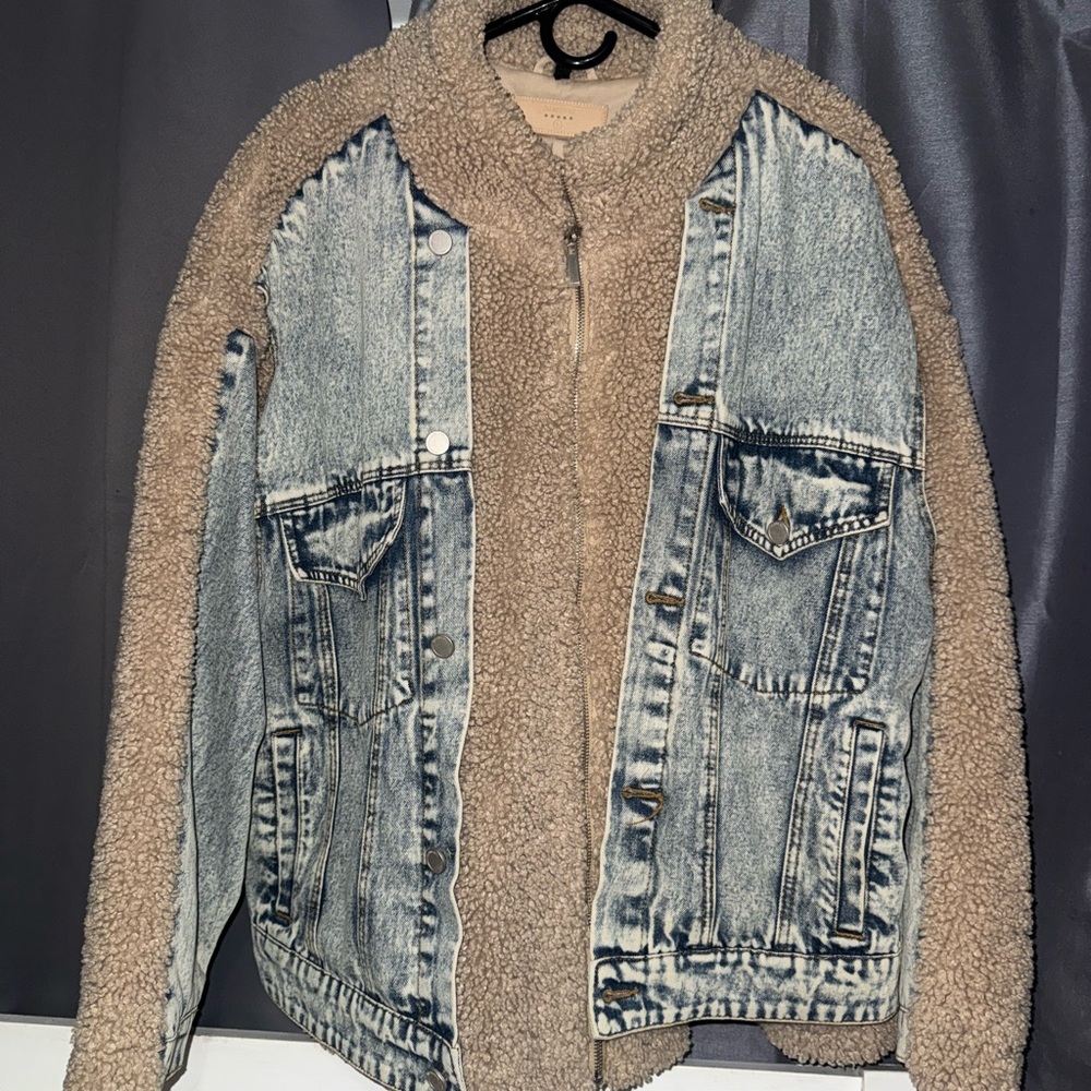 Blank NYC Denim and Tan Sherpa Jacket